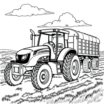 Tractor with Trailer Coloring Book