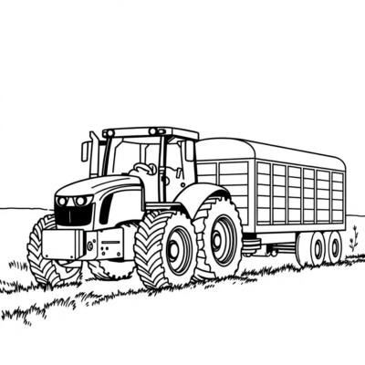 Tractor with Trailer Coloring Page for Print