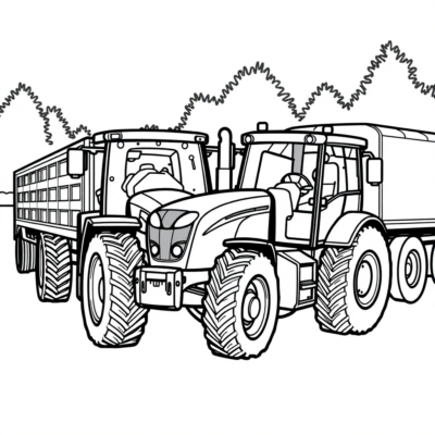 Tractors with Trailers Coloring Book