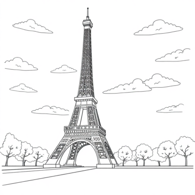 Coloring Book: Eiffel Tower Coloring Book for Kids