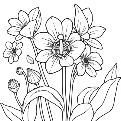 Spring Flower Coloring Book