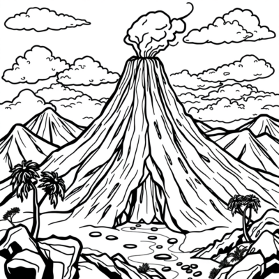 Coloring Book: Volcano Coloring Book for Kids