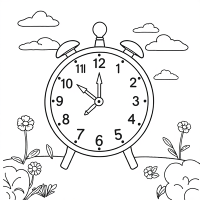 Coloring Book: Clock Coloring Page for Kids