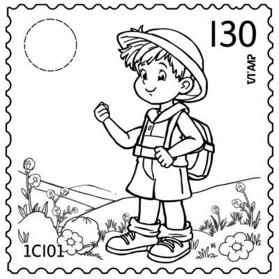 Coloring Book: Postage Stamp Coloring Book for Kids