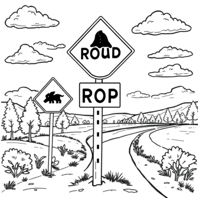 Coloring Book: Traffic Signs Coloring Book for Kids