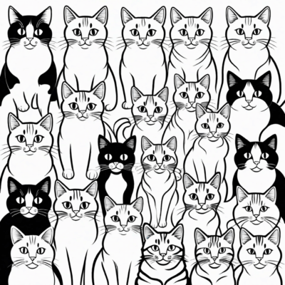 44 Cats Printable Coloring Book