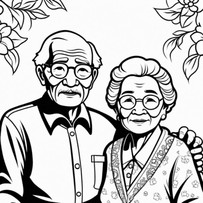 Grandma and Grandpa Coloring Book