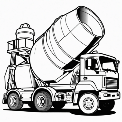 Concrete mixer coloring page
