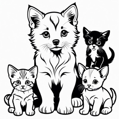 Kittens and Puppies Coloring Book