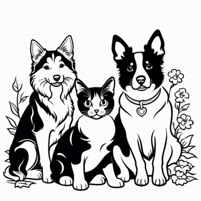 Coloring Book: Puppies and Kittens