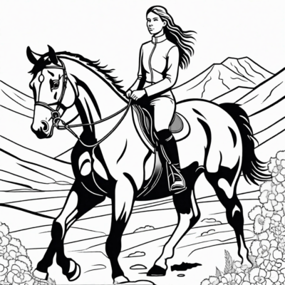 printable coloring pages of horses with riders