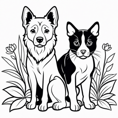 Coloring Pages: Puppies and Kittens