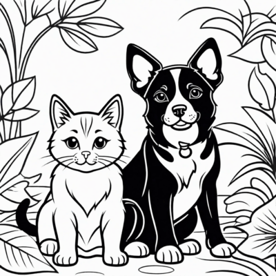 coloring book of dogs and cats