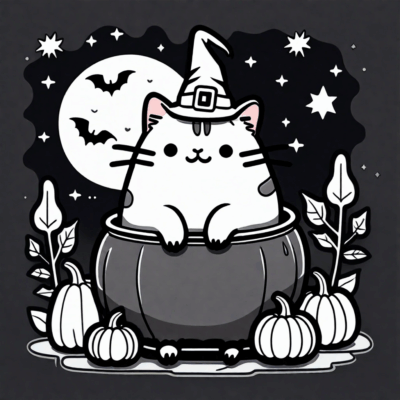 Pusheen Halloween Coloring Pages