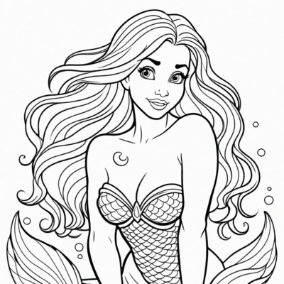 Ariel Mermaid Coloring Pages