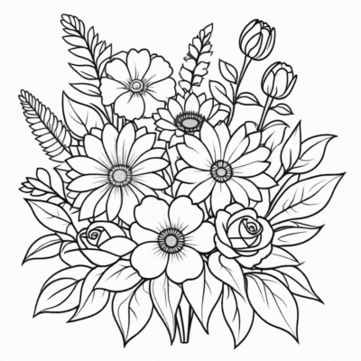 Flowers Bouquet Coloring Book