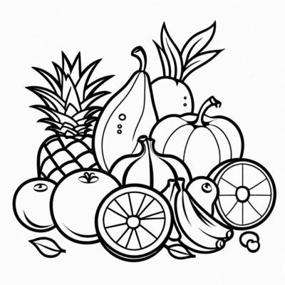 Fruits and Vegetables Coloring Book