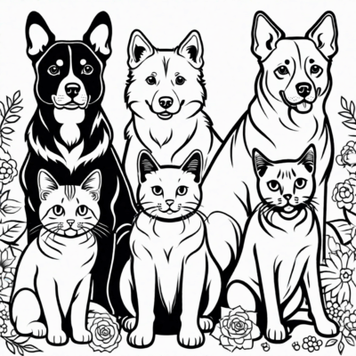 Puppies and Kittens Coloring Book