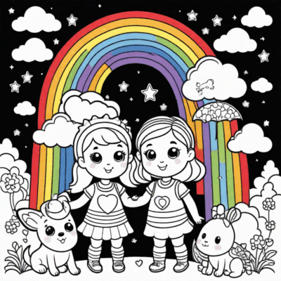 Colorful Rainbow Pals: Fun Kids Coloring Book