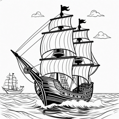 Pirate Ship Coloring Page