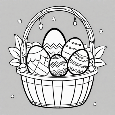 Springtime Bunny Basket Coloring Page