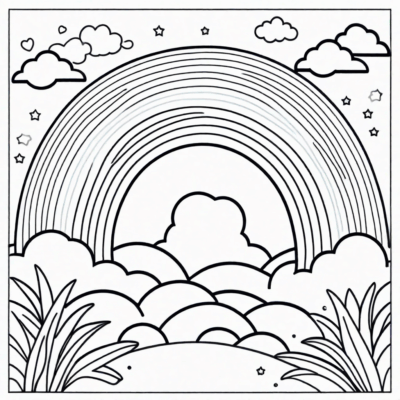 rainbow coloring page for print