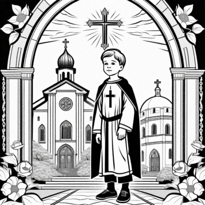 Corpus Christi – boy with a church banner