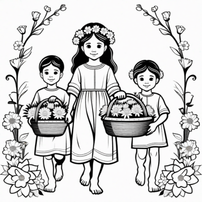 Corpus Christi – children carrying baskets of flowers