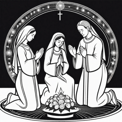 Corpus Christi – the family is praying during the celebration