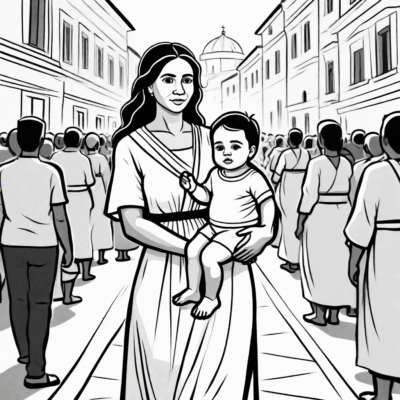 Mother with Child Participating in a Procession