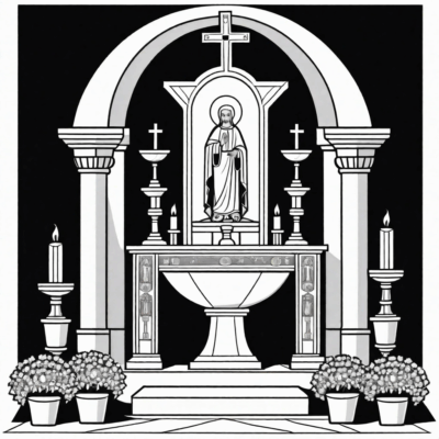 Altar on the Corpus Christi Procession Route – Educational Coloring Book