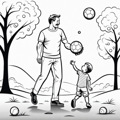 Dad and Child Playing Football – Father’s Day