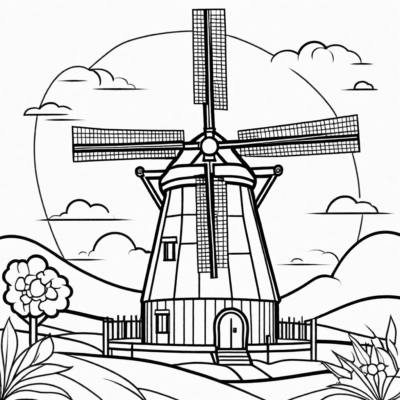 Windmills Coloring Book