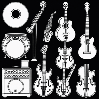 Melodic Instruments Kids Coloring Book