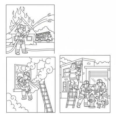 Firefighters in Action Coloring Pages