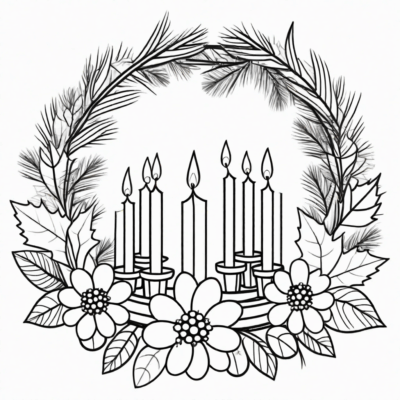 Christmas Advent Wreath Coloring Sheet