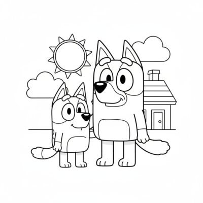 Printable Coloring Page: Bingo and Blue for Kids