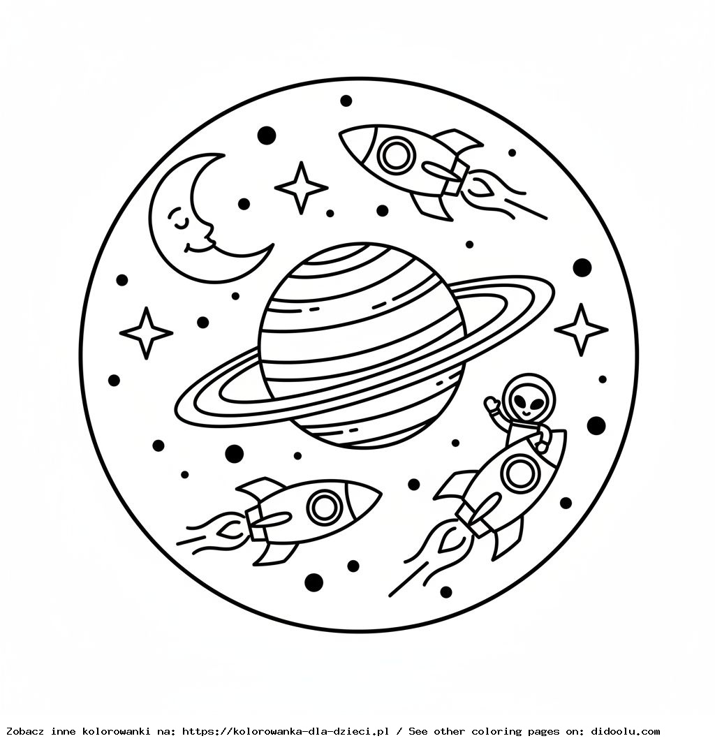 Space coloring page to print